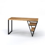 Biurko GEORGE na wymiar drewno lite stelaż metalowy czarny