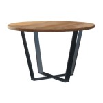 Stół okrągły TONY V na wymiar drewno lite stelaż metalowy czarny