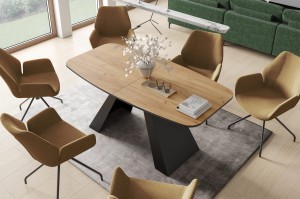 Stół rozkładany Ronnie do salonu jadalni 160x80, 180x90 na nowoczesnej metalowej nodze z owalnym blatem