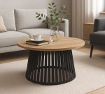 Stolik kawowy AVEO – okrągły blat, 3 rozmiary, 10 kolorów, metalowa podstawa