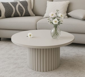 Stolik kawowy SENTO – kaszmirowa podstawa, 2 rozmiary, 10 kolorów blatu