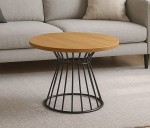 Stolik kawowy VELI – okrągły blat, 3 rozmiary, 10 kolorów, czarna podstawa