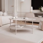 Stolik kawowy DUERO 90x65 cm – nowoczesny design, metalowa podstawa, kolor kaszmir lub czarny