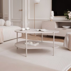 Stolik kawowy DUERO 90x65 cm – nowoczesny design, metalowa podstawa, kolor kaszmir lub czarny