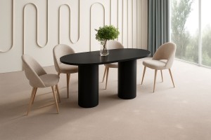 Stół owalny FERRANO 160 cm – nowoczesny design, aksamitny mat, elegancka podstawa