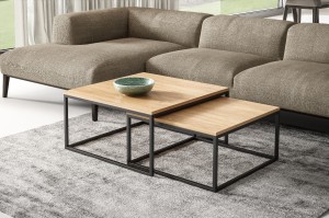 Zestaw stolików kawowych VARESE – nowoczesny komplet 2w1, geometryczny design, styl loft