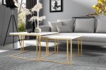 Zestaw stolików kawowych AUREO – komplet 2w1 w stylu glamour, złota podstawa, nowoczesny design