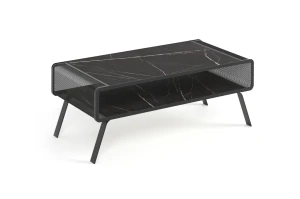 Stolik kawowy ARVEN 121x60 cm z półką – loftowy