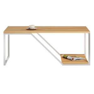 Stolik kawowy MONTE na wymiar drewno lite stelaż metalowy biały